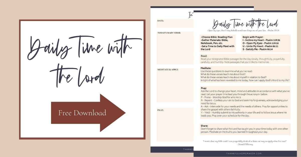 Grab a free copy of my guide to Daily Time with the Lord. It is to walk you through time in the Word and help you to meditate on and apply what you've read. @mferrell