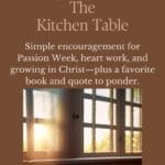 Simple encouragement for Passion Week, heart work, and growing in Christ—plus a favorite book and quote to ponder.